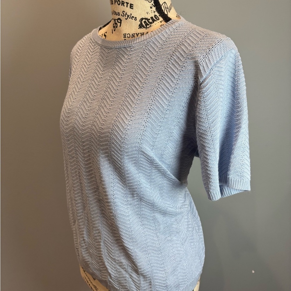 Alfred Dunner Light Blue Textured Knit Top - Picture 3 of 5